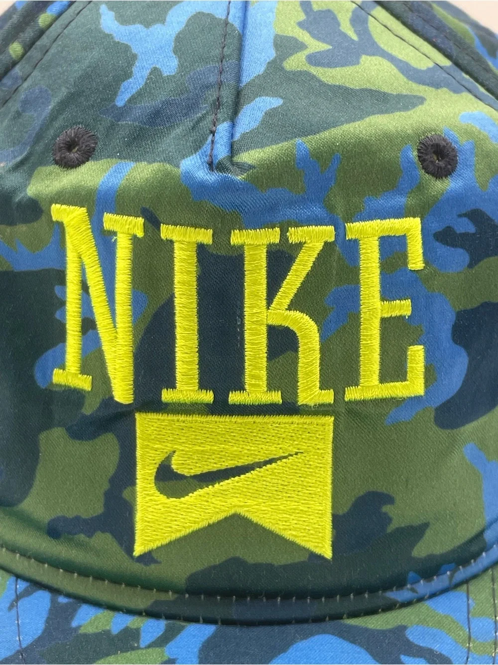 Nike Boy Hat Baseball Cap Snapback Blue Green Camo Skater Retro